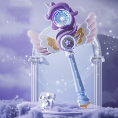 어린이 유니콘 마법봉 LED 발광 완구 사운드 음악 장난감 여아 생일 선물, 1개, 퍼플