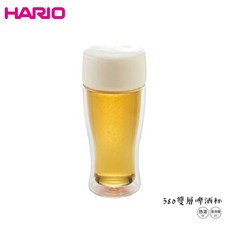 HARIO 雙層玻璃啤酒杯 380ml 耐熱雙層杯, 1個