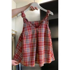 패션 여성 레이어드 조끼 캐주얼 여자 민소매 조끼 상의 루즈핏 봄 가을 체크 나시 조끼 베스트 RSH