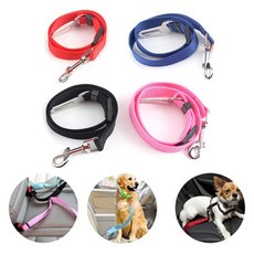 차량용 애견 안전벨트 길이조절 목줄 강아지 반려견 리드줄, 1개, C레드