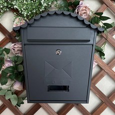 歐式英式民宿信箱 別墅信箱 室外防雨郵箱 壁掛郵筒 田園創意信報箱, 黑紗紋門上有圖案