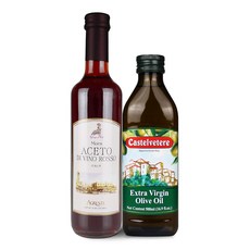 이탈리아 레드와인 식초 비니거 발효 비네거 500ml+올리브오일 엑스트라버진 올리브유 500ml, 500ml