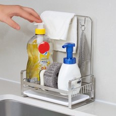 스터드픽스 소분필요없는 수세미 거치대 스텐 물빠짐 선반 행주걸이형, 1개, 실버 1개, 실버