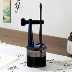 다기능 붓걸이 세척통 보습 보관함 서예 붓통 건조방지 세척기, 1.펜거치대 블랙
