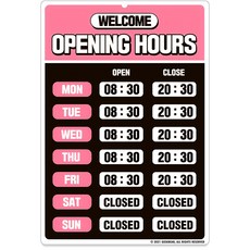 긱베어 영업시간 스티커 빈티지 사인물 안내판, 핑크
