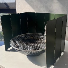 Aimeen 접이식 10단 캠핑용 가스버너 내열 바람막이 가드 기름튐방지 캠핑 가림막 윈드가드 윈드쉴드 야외 휴대용 피크닉 요리 방풍 캠핑취사용품, 3개, green