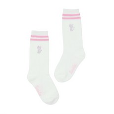 [AK플라자] [프랜치캣] 화이트 핑크 스트라이프 니삭스 Q41DG4041