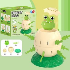 趣味動物造型海盜桶，親子互動整人玩具，黑鬍子海盜桶，多款可選, 1個, 大眼蛙, 綠色