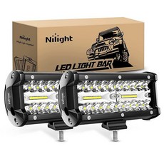 Nilight 18022C-B 16.5cm(6.5인치) 2피스 16.5cm(6.5인치) 120W 스팟 및 플러드 콤보 바 운전 방수 LED 작업 조명 트리플 로우 오프로드 트럭, 2, LED 포드 2개