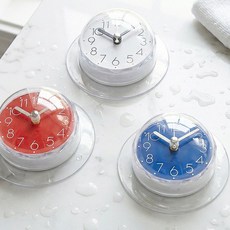 jeil 볼록흡착시계 욕실방수시계 욕실시계 흡착시계 방수시계 답례품, 레드