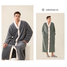 수면 가운 남녀공용 두꺼운 겨울 커플 파자마 호텔 라운지 목욕 샤워 로브 롱 홈웨어