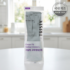 별표수세미 트리스타 벗기 쉬운 크림핏 고무장갑 천연라텍스 습기방지 보송한 착용감, 1개, 대(L), 그레이