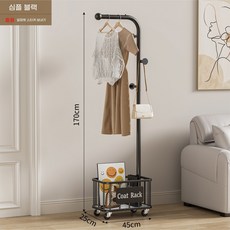 이동식 수납행거 옷걸이 모자 블랙 스탠드 가방걸이 행거 인테리어, D. 블랙 3후크 탄소강 휠