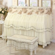 피아노 덮개 천레이스 레이스 피아노커버 피아노의자 커버, 표준 커버+싱글 벤치, 1개, 우아한 풀커버