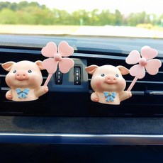 귀여운 자동차 공기 청정기 벤트 클립 미니 팬 디퓨저 클립이 있는 3D 동물 에어컨 장식 액세서리 여성 및 남성용 189460, 돼지 2마리