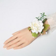西式婚禮伴郎伴娘結婚胸前花姐妹手腕花婚禮全套家人胸花高檔父母襟花, 手腕花（玫瑰配絨球）, 1個