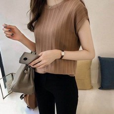 쿨 니트 캡소매 나시티 여성 오피스룩 출근룩 민소매 여름티