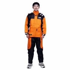 天龍牌 新重裝上陣F1機車型風雨衣套裝，具備高係數反光條與防水尼龍PVC材質, 橘色