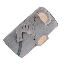 【KIDS PARK】嬰兒連帽浴巾 珊瑚絨材質，可愛動物造型，吸水速乾，寶寶沐浴保暖必備, 1個, 灰色大象
