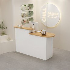 미용실 카운터 테이블 계산대 안내데스크 인포메이션 옷가게 카페 프론트, 90x50x105cm, 나뭇결흰색좌측