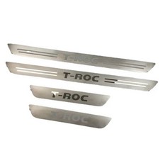 스텝 가드 도어 스커프 호환 문턱 발판 폭스바겐 T-ROC 자동차 씰 보호 바닥 플레이트 스테인레스 스틸 크롬 장식 악세서리, silver 4pcs
