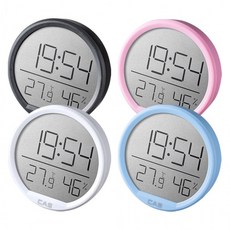 CAS 카스 LCD 디지털 온습도계 시계겸용, 핑크, 1개