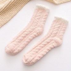 여성 겨울 수면양말 핑크색