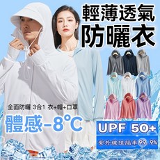 冰絲防曬衣 輕薄透氣防曬外套 UPF50+ 涼感抗UV 男女款 可拆卸帽簷
