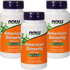 NOW Foods 花旗蔘素食膠囊 500mg, 100顆, 3罐