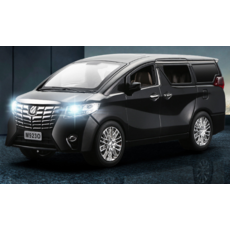 合金廂型車模型，仿真內裝，多處可開，回力功能，精緻收藏擺設, 黑色, 1個