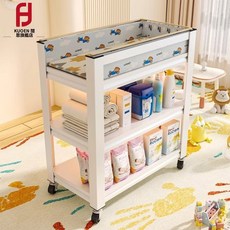 網紅同款尿布台 送輪子移動置物架 多功能嬰兒護理台 製造, 磨砂黑【滿意傳圖有禮3】送萬向輪,三層\長800\寬500\高1030\送, 1個