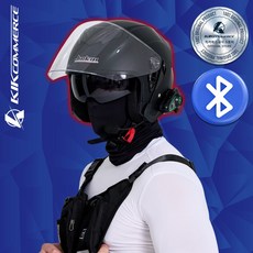킥커머스 오픈페이스 K21 블루투스 오토바이헬멧, 매트블랙