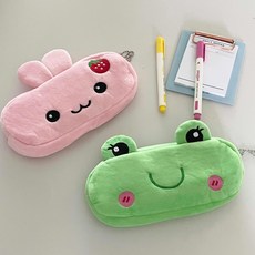 개구리 토끼 필통 인형 봉제 파우치 새학기 학생, 1개, 핑크(토끼)