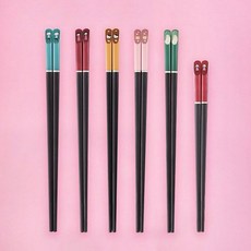 親子合金筷子3雙裝4家用防滑寶寶短小孩分人標志家庭筷一家三口四筷子環保筷防滑筷子耐熱筷子餐具用品, 爸媽+粉貓+黃貓+長熊+短紅, 1個