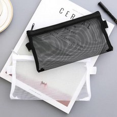 메쉬 투명 심플 필통 Ver 2.0, 블랙, 1개