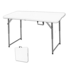 LOGIS 露營折疊桌 122x61cm 三段高度調節 黑/白兩色, 白色