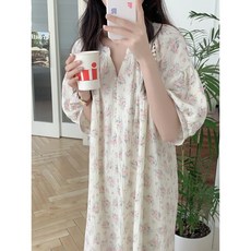 요루면 원피스잠옷 임산부 앞단추 파자마 여성 홈웨어 반팔 수유 빅사이즈