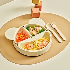 글라스락 베이비 분리형 실리콘 식판 베이지 727868