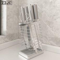 Z3JC 廚房刀架菜刀架置物架家用瀝水檯面放菜刀具刀座, 1個, 201不鏽鋼☆:如圖