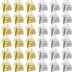 Boao 공예용 미니 소종 생일 카우벨 파티 웨딩 골드 장식용 작은 고양이 후크 36개 크리스마스 장식, Gold,sliver