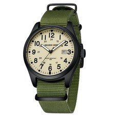 GOLDEN HOUR 남성용 나일론 슬립 스루 스트랩 시계 밀리터리 타임 읽기 쉬운 다이얼 빛나는 시계 바늘 멀티 컬러 밀리터리