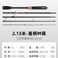 Abu 阿布 max多節路亞竿 直柄2.13米ML調, 直柄2.13-M【五節縮至48.5cm】