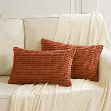 Fancy Homi 세이지 그린 요추 장식 장식용 쿠션 커버 40x60cm(16x24인치) 거실 소파 침대 소파용 소박한 농가 보헤미안 홈 데코 부드러운 스트라이프 코듀로