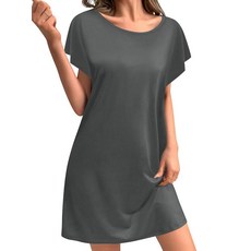 Sweet Hearts 여성용 나이트가운 - 반소매 부드러운 티셔츠 드레스 캐주얼 수면 셔츠 루즈 미니 파자마 드레스 미국 제조 차콜, S