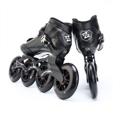전문가용 롤러 브레이드 선수용 인라인 스케이트 남녀공용 스피드 롤러 슈즈, 260, 블랙, 1개