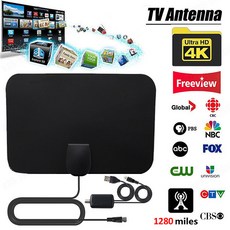 고화질 디지털 텔레비전 안테나 4k 고화질 실내 안테나 인터넷없이 무료로 tv 보기, 1세트, 1개