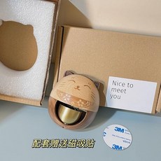 日式多巴胺磁吸風鈴 招財貓造型 銅鈴入戶進門提醒, 招財小貓咪磁吸貼