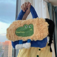 可愛毛絨暖水袋 註水式可拆洗充氣暖手暖肚子暖被窩防爆暖手袋 一個包包, 1個, 24新款克音藍鱷魚,24新款一個包包