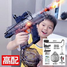 UZI電動水槍 兒童玩具水槍 自吸水槍 大容量 連發水槍 親子互動戲水玩具, 1個, 頂配UZI【燈光款】電動水炮-灰色,【-防水電池-數據線-彩盒-】, 灰色