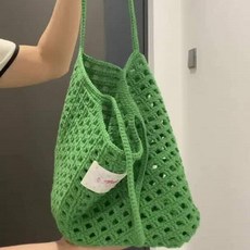 여름 와플 메쉬 가방 DIY 뜨개질 키트 코바늘 포함, 새로운 녹색 와플 가방, 재료 도구 설명서 가이드